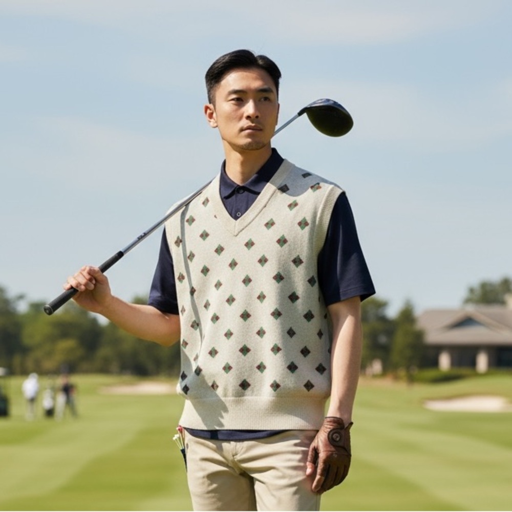 Bogey Boys Men's S Bananas Sweater Vest Cream Diamond New‎